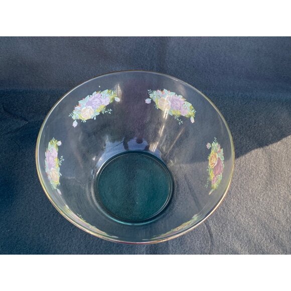 ROYAL ALBERT  Old Country Rose Clear Glass Salad Fruit Serving Bowl 9In - Picture 5 of 10